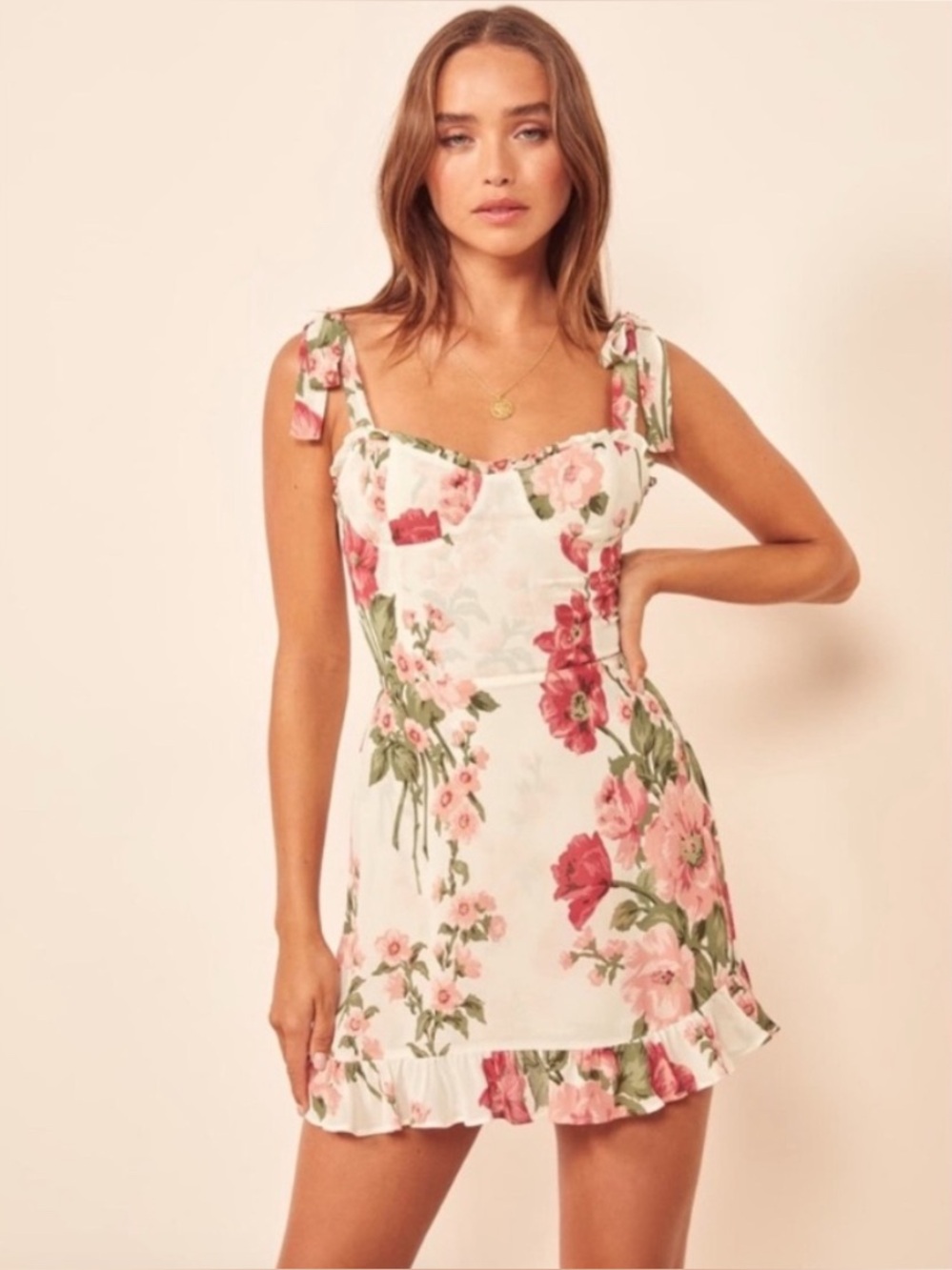 Reformation Christine Dress Etienne Floral Babydoll Mini Dress Sweetheart Size 2